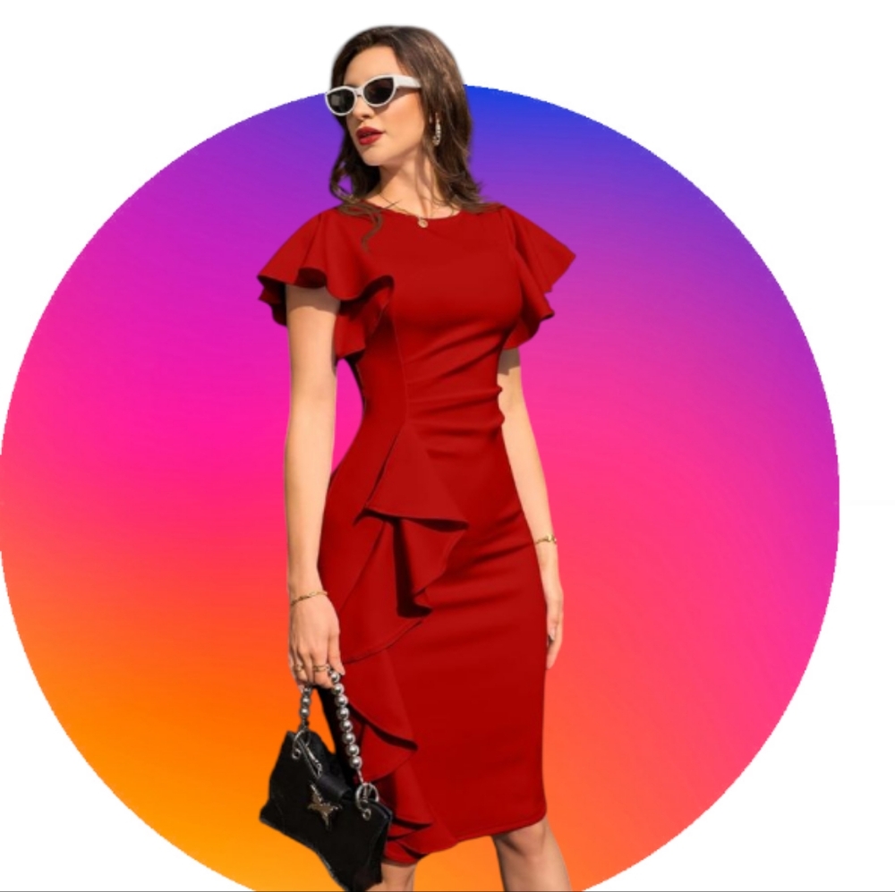 Memoriesea Red Ruffle Dress - Picture 3 of 5